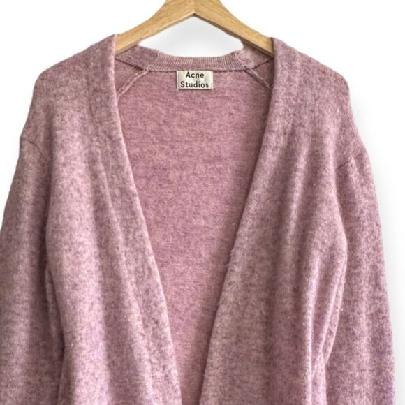 Acne Studios Mohair Wool Blend Open Front Cardigan, Size S, Dusty pink, purple - Picture 6 of 11